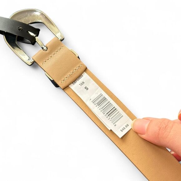 NEW Steve Madden Grunge Rhinestone Tan Belt with Silver Hardware | NWT - Picture 3 of 5